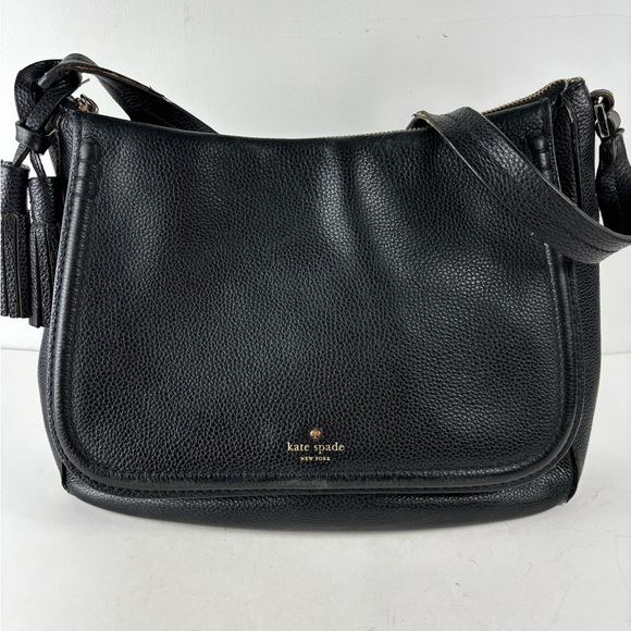Kate Spade Orchard Street Treana Shoulder Bag Black Pebble Leather Saddle Bag - Picture 1 of 16